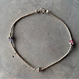 Unique Sterling Silver And Austrian Crystal Beaded Bracelet by LIZZdezigns